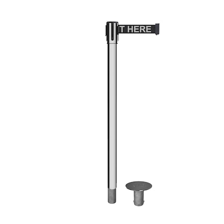 Retractable Belt Removable Stanchion, 2ft Pol.Steel Post  9ft. Wait